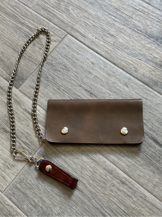 Other - Handmade Brown Genuine Leather Biker Trucker Security Chain Wallet